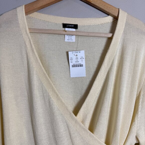 J. Crew Wrap Cardigan Sweater Women's Large Butter Yellow Preppy Minimalist NWT - Picture 6 of 13